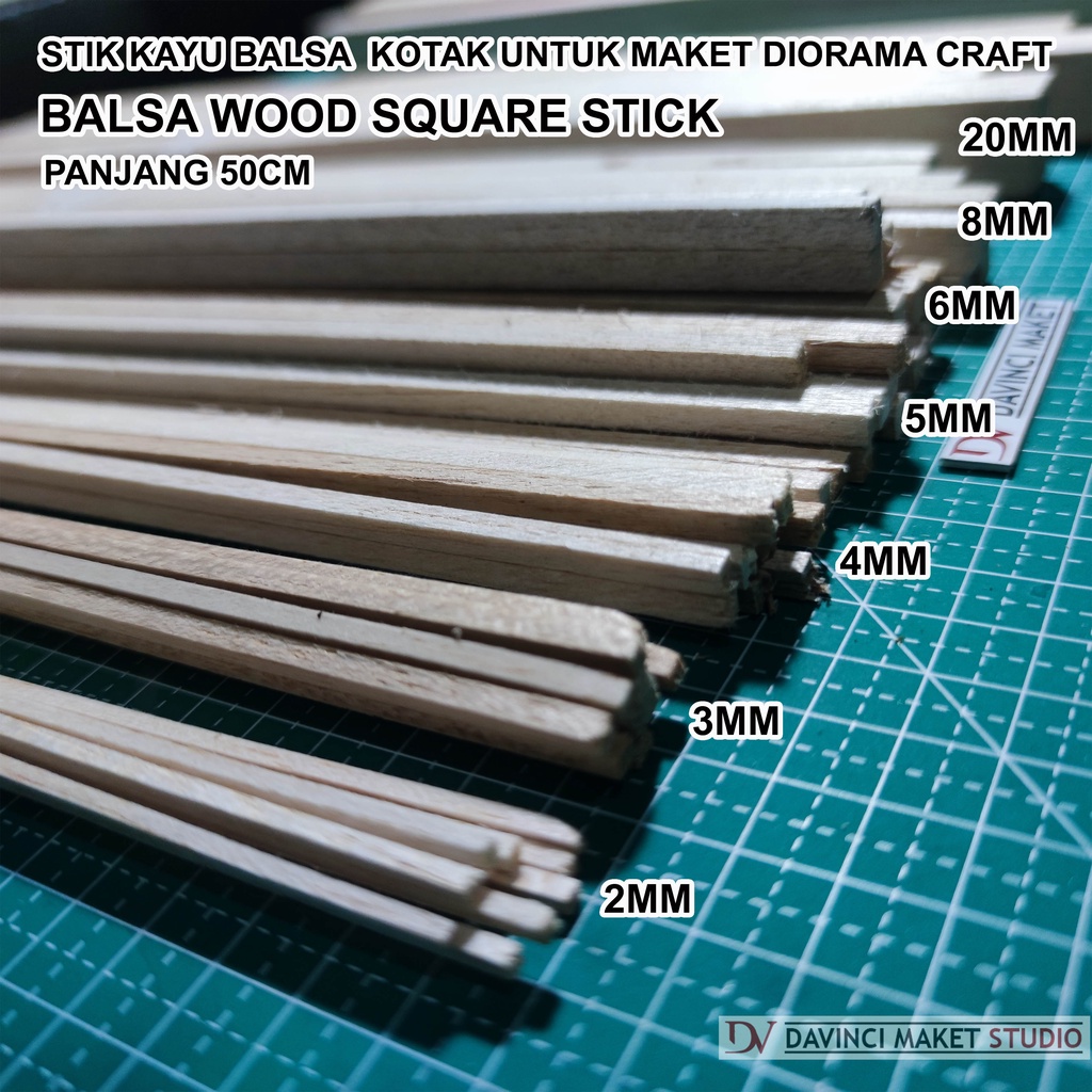 KAYU Balsa Wood Square Stick Balsa Wood Stick Square Beam Box 1mm 2mm