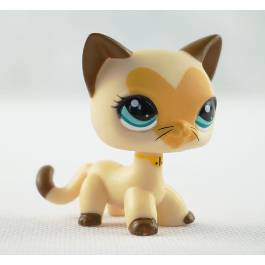 Hasbro 3573 Littlest Pet Shop LPS Tan Brown Heart Face Short Hair Cat Toy for sale online