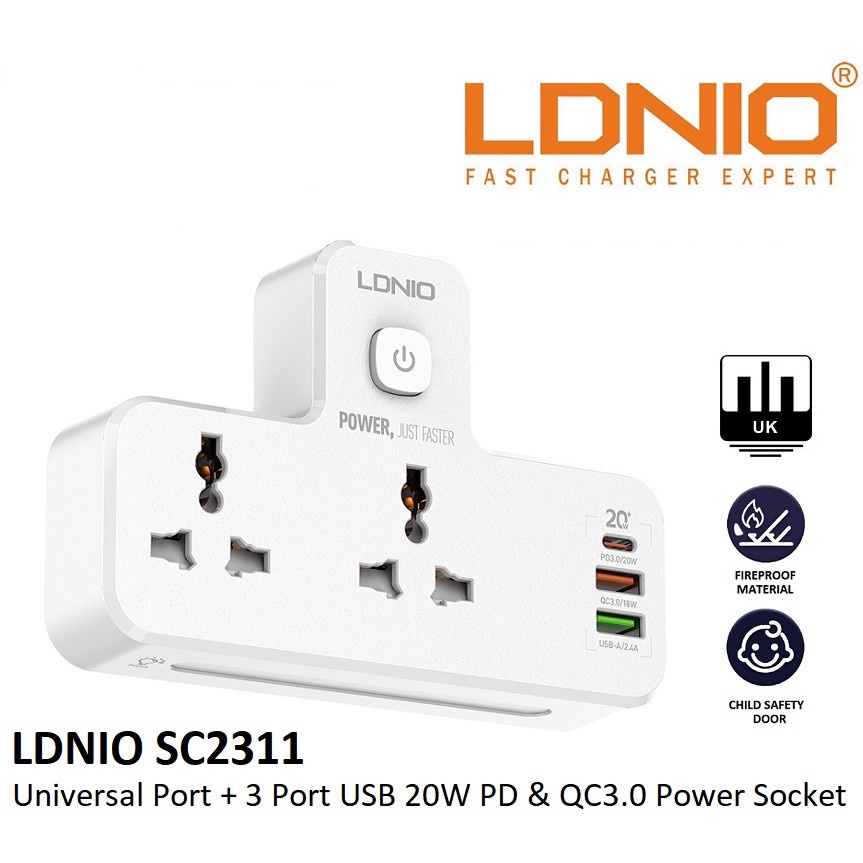 LDNIO SC2311 Power Socket Charger PD & QC3.0 Fast Charging / 3 ...