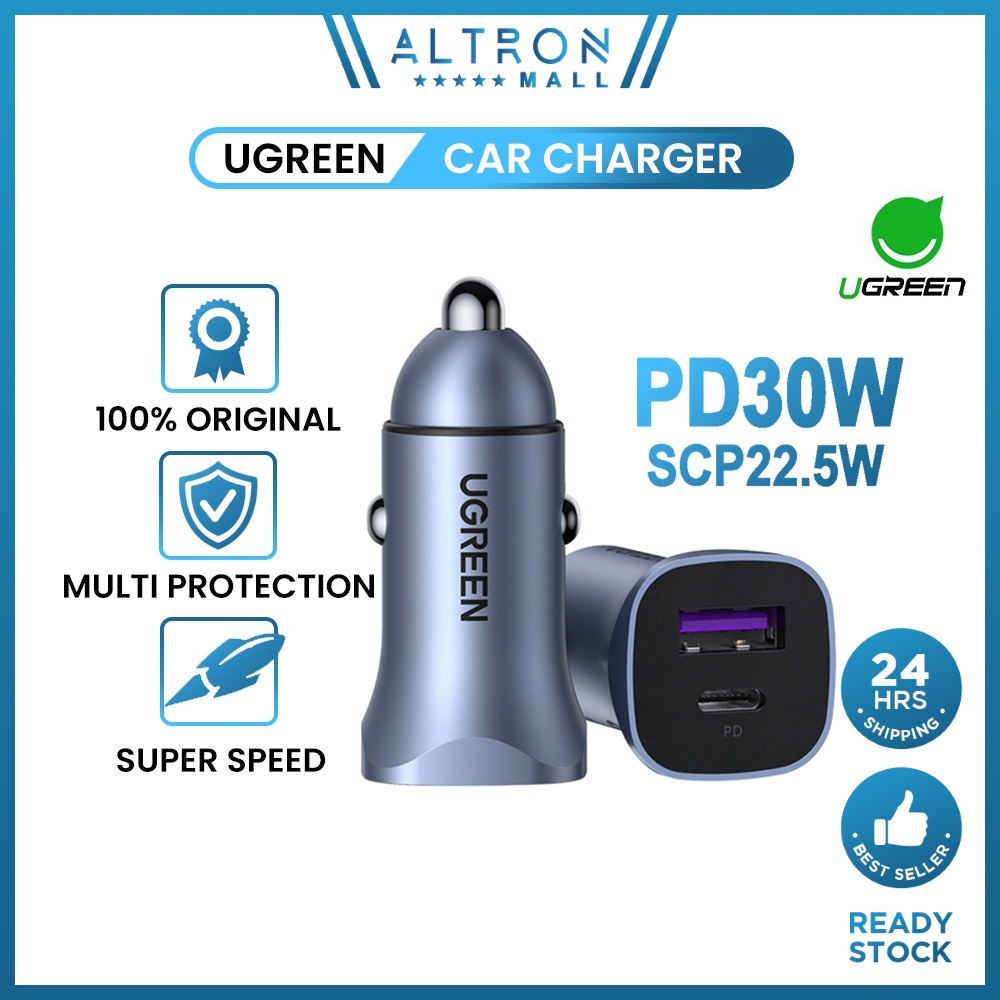 UGREEN PD30W SCP22.5W Car Charger Dual Port Fast Charging 30W 22.5W For iPhone Samsung Huawei Xiaomi