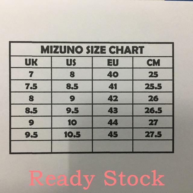 mizuno size chart