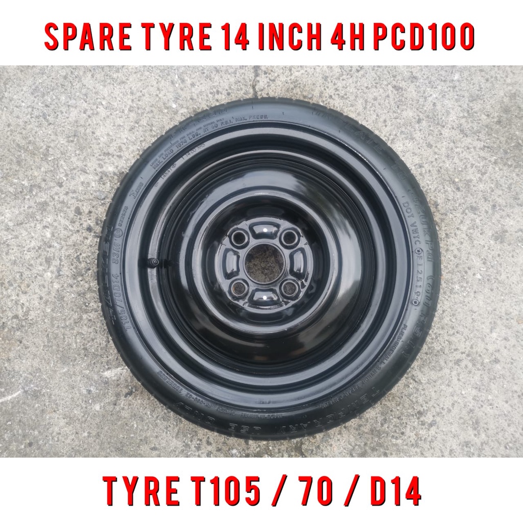Spare Tyre 14 Inch 4H PCD100 ( T125/70/D14 ) For Perodua Kelisa Kenari