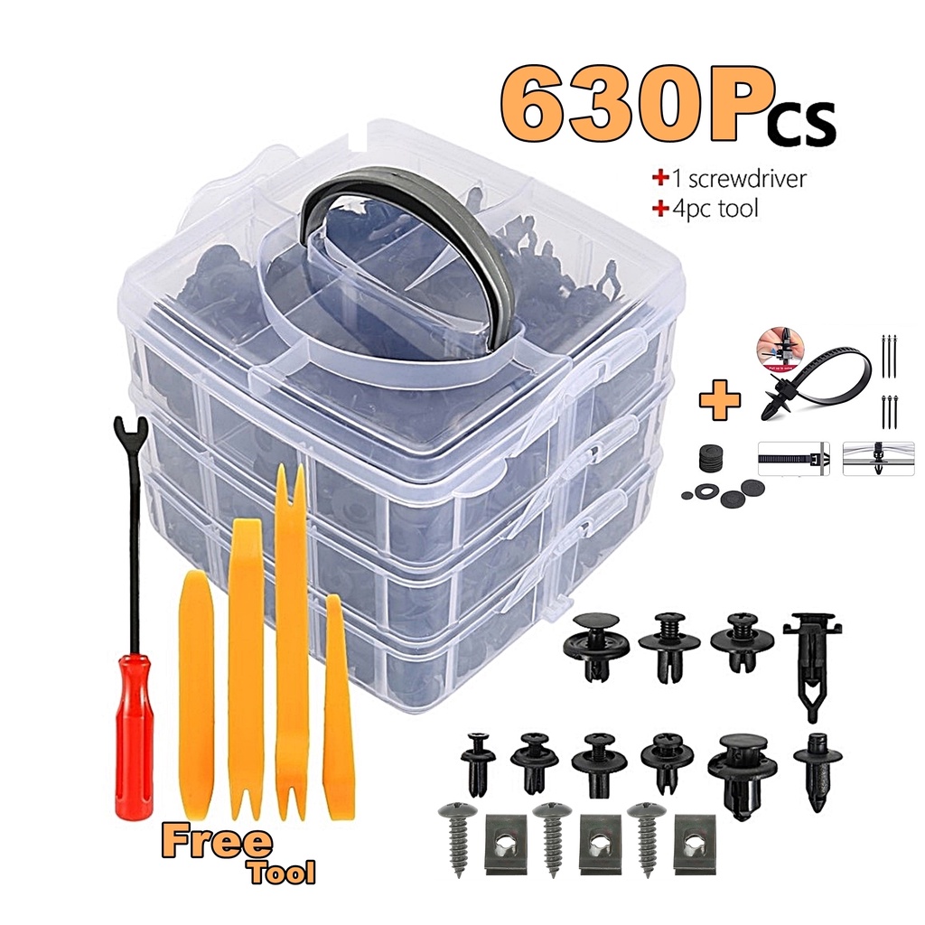 630pcs Car Bumper Clip Car Fastener Clip Rivet Door Panel Fender Clip Liner Car Pin Trim Klip