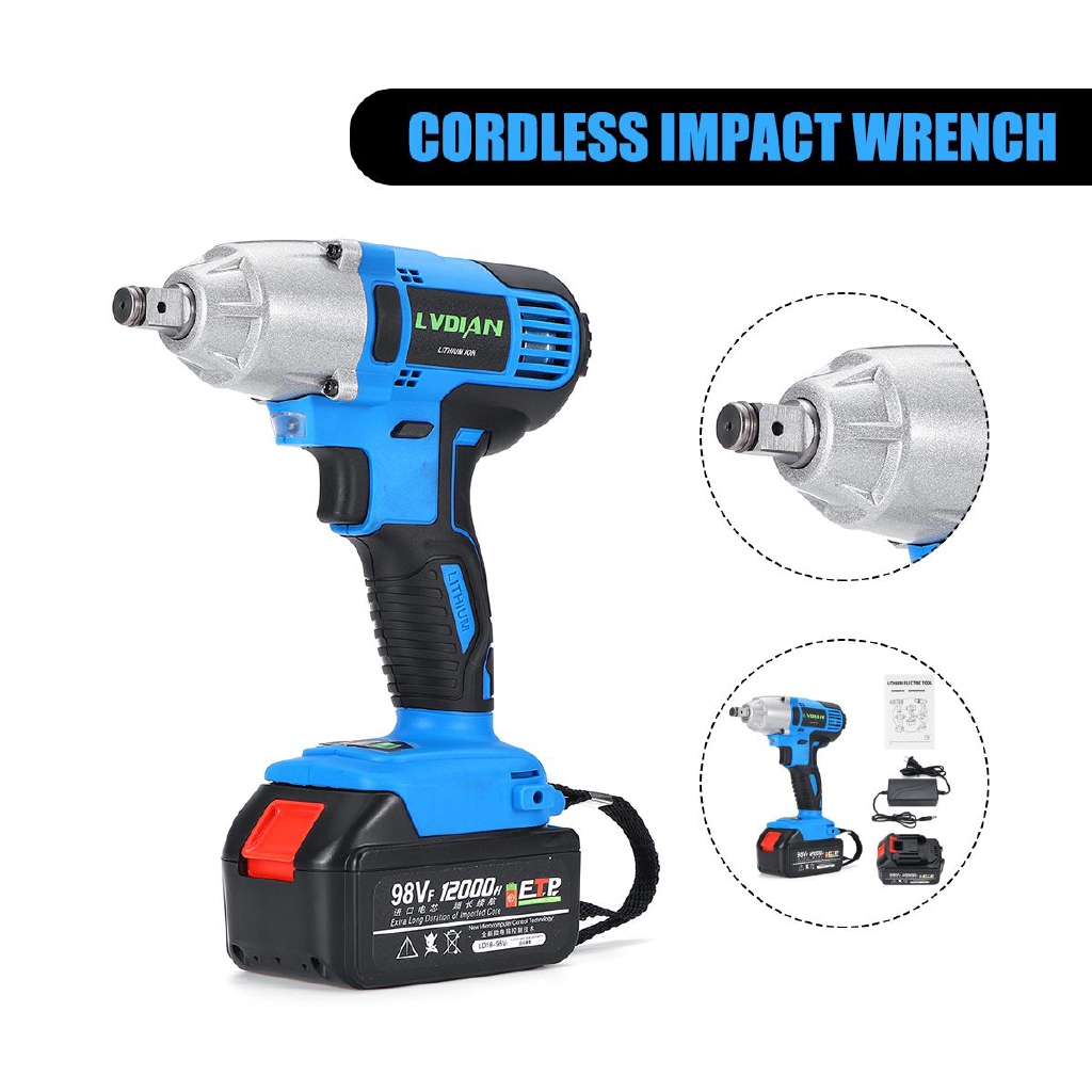 Dayplus Brushless Cordless Impact Wrench/Drill With Battery Charger 1/2