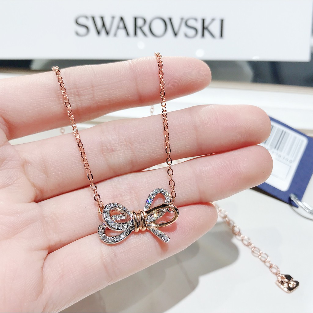 Ready Stock) SWAROVSKI jewelry LIFELONG Bow Pendant,White,Mixed 