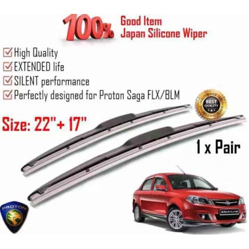 Saiz Wiper Saga Flx - 3 Section Boneless Car Rubber Wiper for Alza Myvi