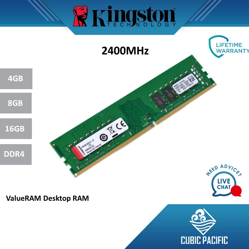 Kingston DDR4 2400Mhz/2666Mhz Desktop PC Value Ram (4GB ...