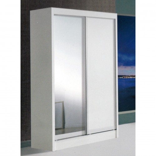 Ready Fixed 4 Feet Glass Sliding Door Wardrobe Clothing Cabinet