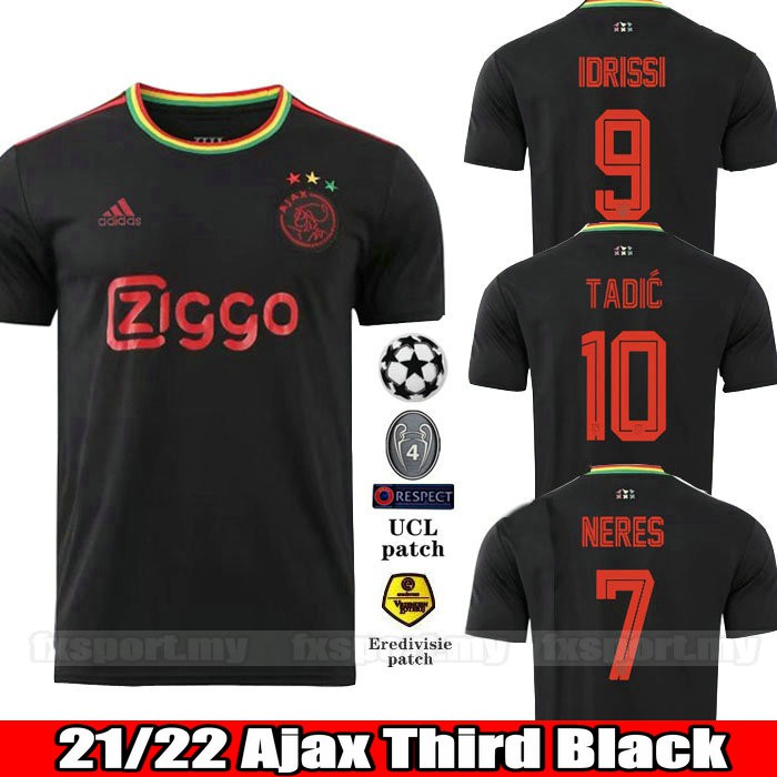 21 22 Ajax Third Black 3rd Shirt 2021 2022 Football Short Sleeve Size S Xxl Man Fans Jersey Shopee Malaysia