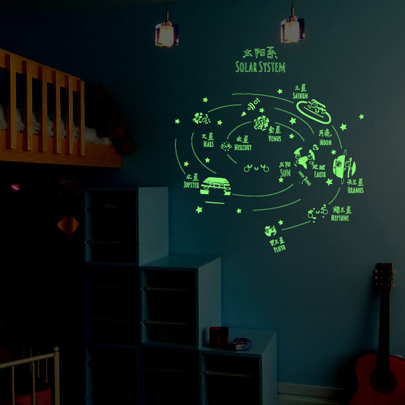 Luminous Solar System Wall Decals Wall Stickers Glowing Wallpaper Decorations