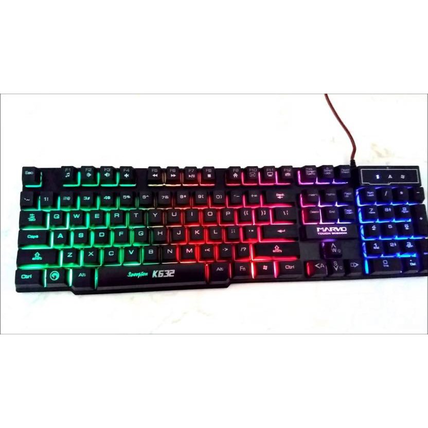 Marvo Scorpion K632 Rainbow colors backlight gaming keyboard Shopee