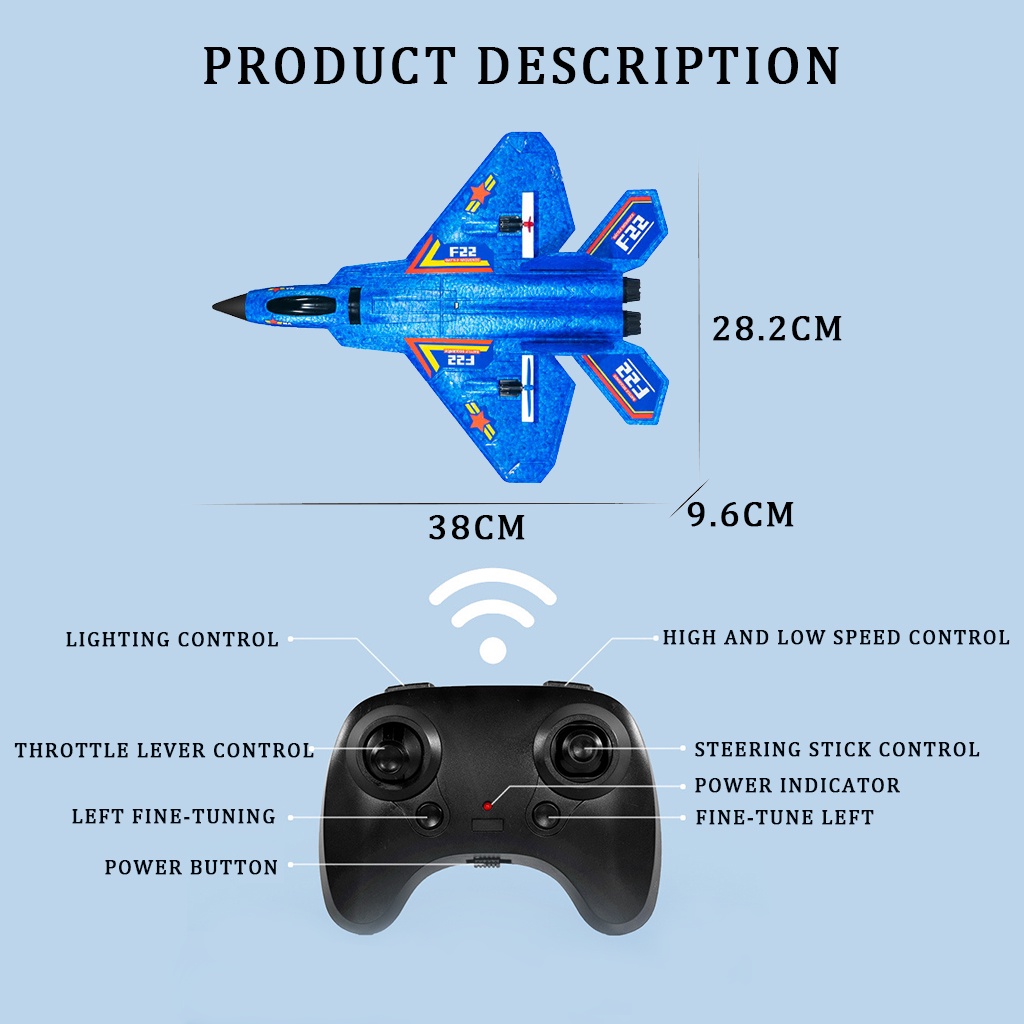 RC Plane Remote Control Airplane Throwing Foam Plane With LED Light RC