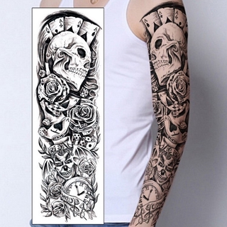 Temporary Men Tattoos Oversleeve Large Arm Sleeve Tattoo Waterproof Temporary Tattoo Arm Sleeves Mens Chest Tattoos Black Big Shopee Malaysia