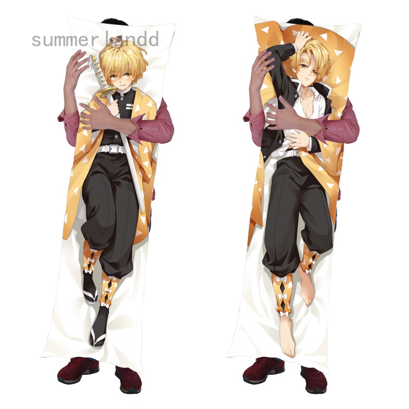 Japanese Anime Anime Demon Slayer Agatsuma Zenitsu Dakimakura Male Hug Body Pillow Cover 150cm Collectibles