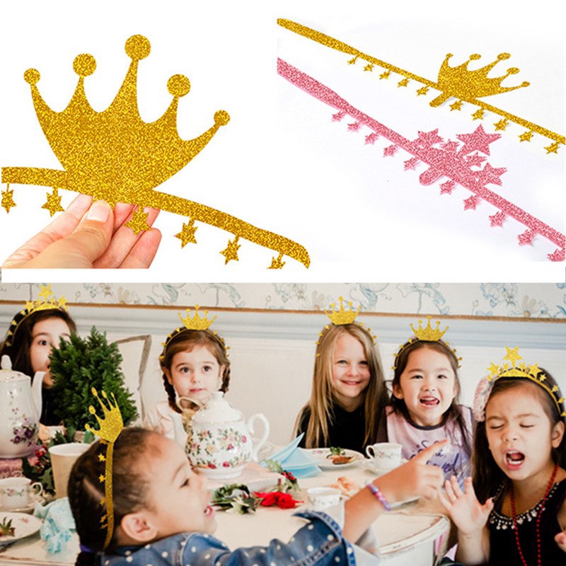 6pcs Star Crown Hat Headband Diy Shower Kids Adults Birthday Party