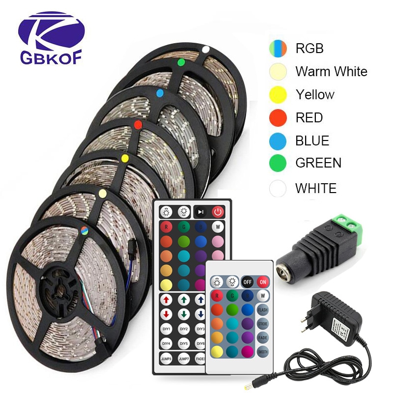 Eksamensbevis delikat krigerisk RGB 300 LED strip light 5m 60LEDs/m 5050 SMD 2835 White Warm White Red Blue LED  strip 12V Waterproof flexible Tape rope stripe | Shopee Malaysia