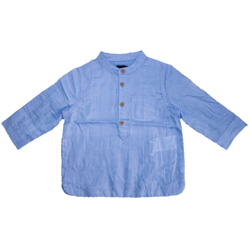 Kiabi baby boy smart longsleeve shirt kemeja kain sejuk 1M to 36M