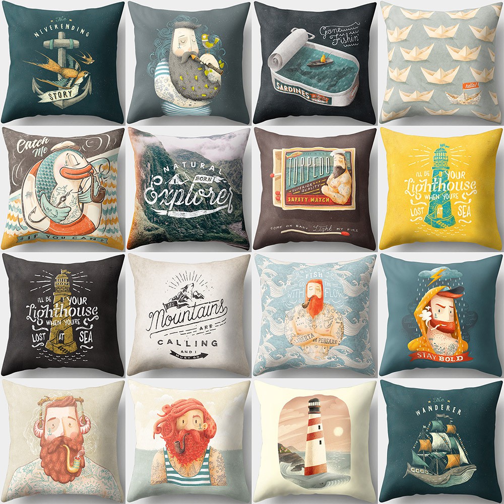 45cm 45cm Microfiber Throw Pillow Cases Cushion Covers Cartoon