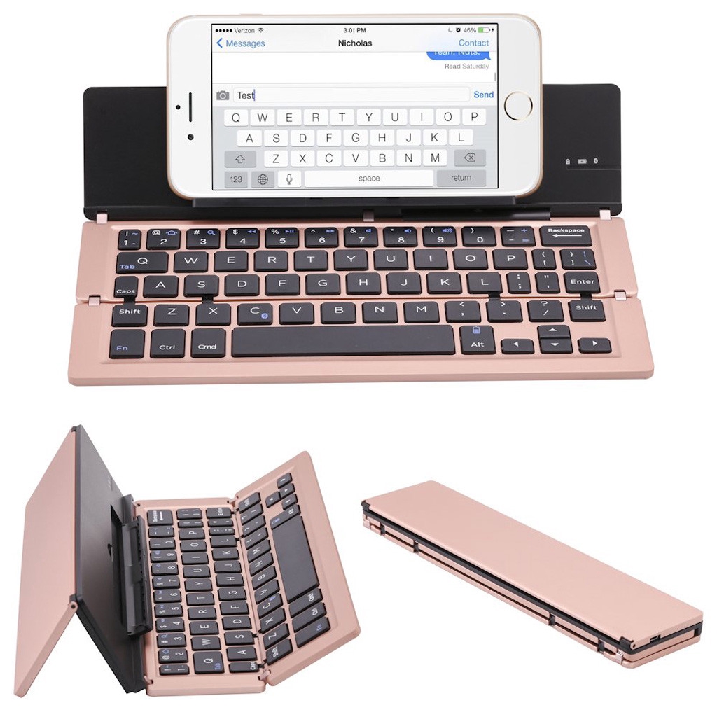 Portable Mini Folding Keyboard, Traval Bluetooth Foldable Wireless