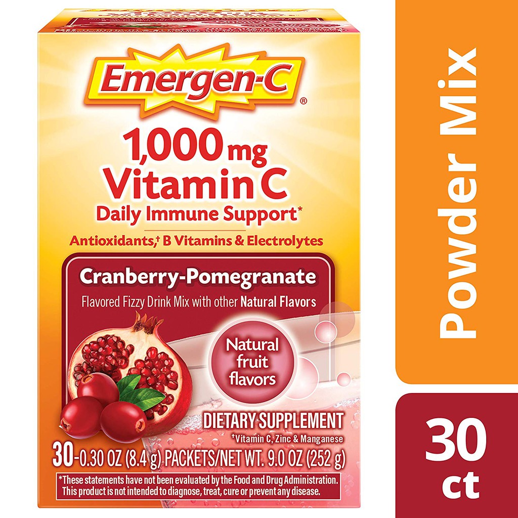 Emergen C Dietary Supplement Drink Mix 1000 Mg Vitamin C Caffeine Free Cranberry Pomegranate Flavor 9 Ounce 30 Pack Shopee Malaysia