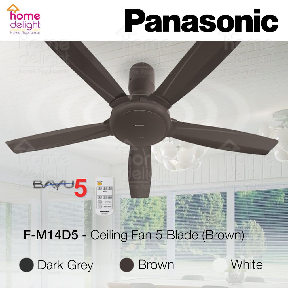 Panasonic F M14d5 Bayu 5 Ceiling Fan 5 Blade D Grey Brown White