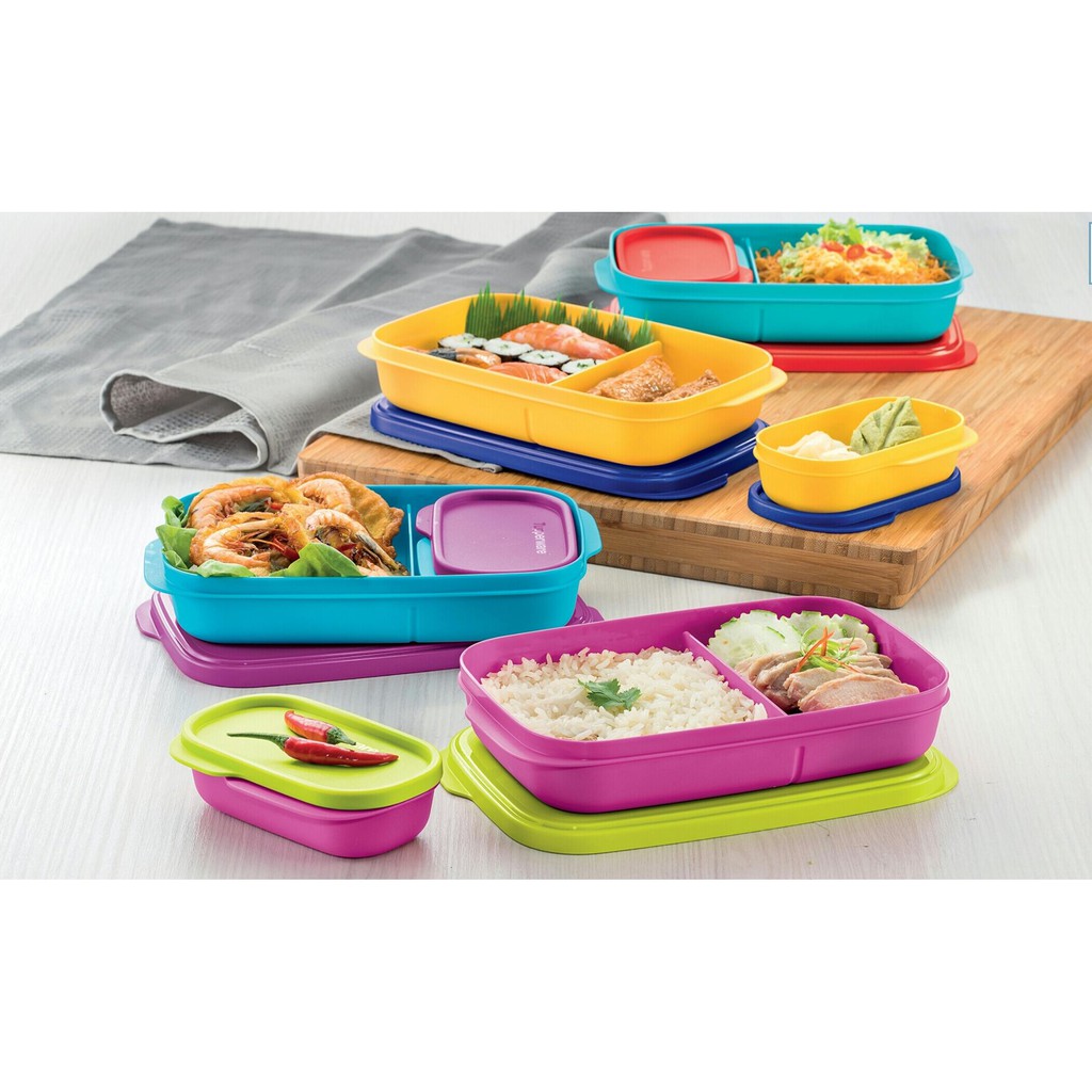 Tupperware FoodieBuddy Lunch Box 560ml+120ml Red/Purple/Pink/Green