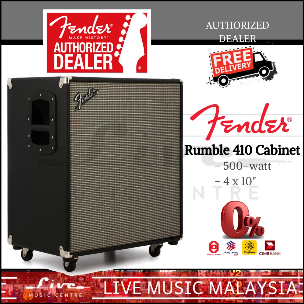 Fender Rumble 410 Cabinet 500 Watts 4x10 Bass Speaker Cabinet