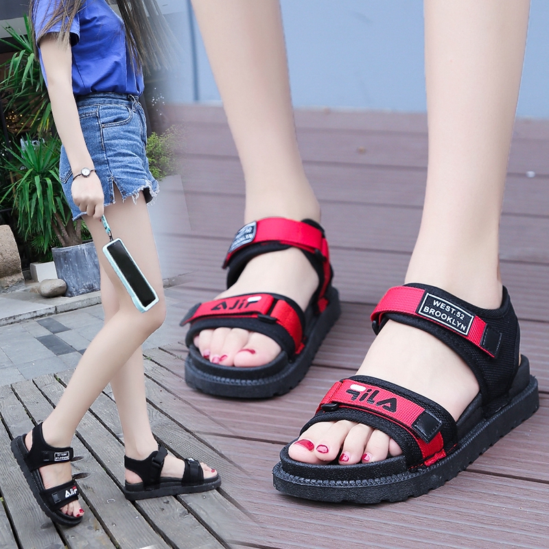  Korean  Women  Fashion Flat sandals  beach shoes casual thick 