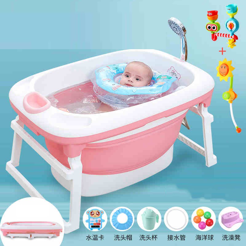 Folding baby bath tub large swimming newborn child bathing ...