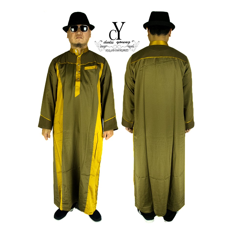 CY 091 BROWN GOLD JUBAH  KURTA BAJU  MELAYU DEWASA MUSLIM 