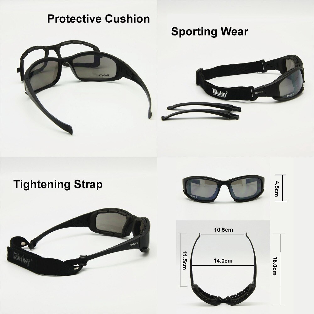 Sonnenbrillen And Zubehör Men Army Sunglasses 4 Lens Kit Military Goggles Polarized Daisy War