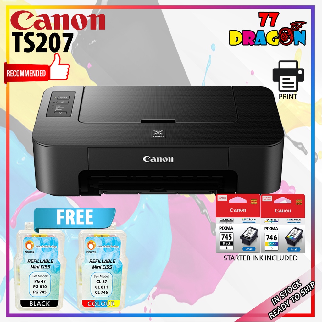 Canon Pixma Ts207 Stylish And Compact Single Function Print Only Printer With Low Cost 4690