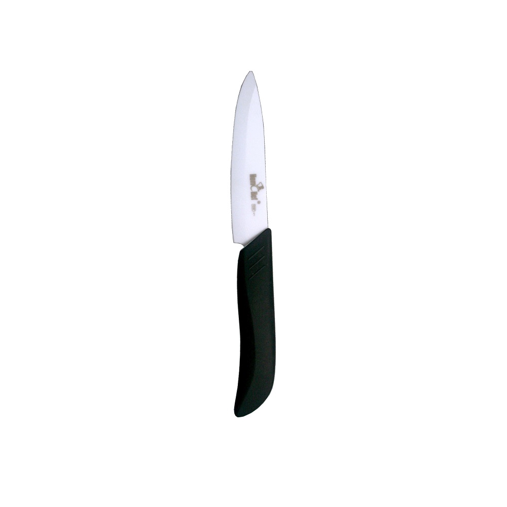 HOMCHEF Ceramic Knife with Rubberized Grip - Black - 4 inch