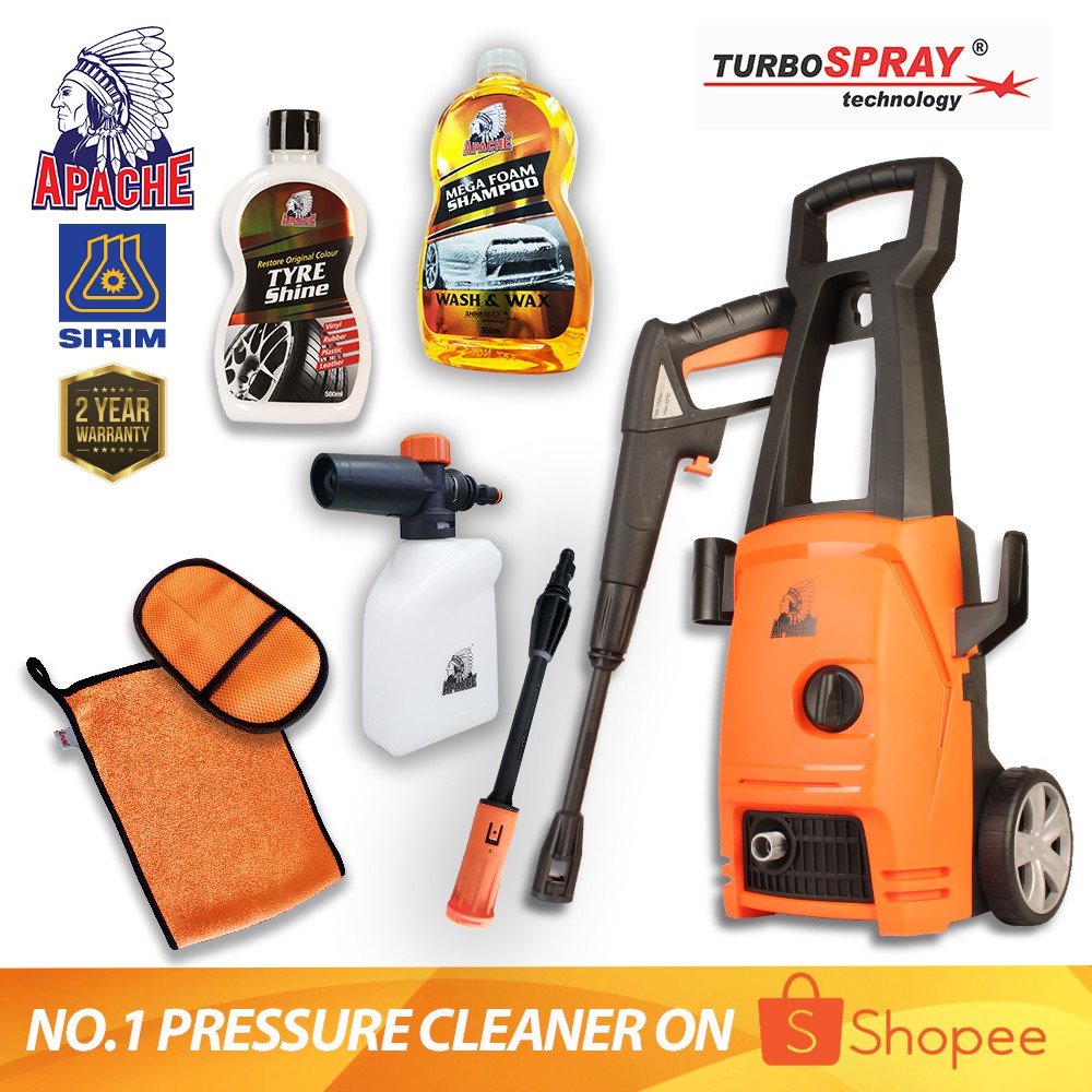Apache Turbospray Hm4411 Pro 110 Bar High Pressure Cleaner Water Jet Pump Sprayer Washer Car Wash Set Shopee Malaysia