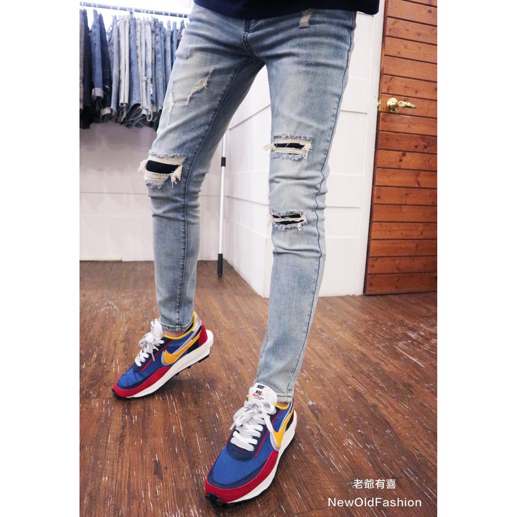 Great Love "Light Whiten Destroy Patch Denim Small Straight Pants (Original 1580)