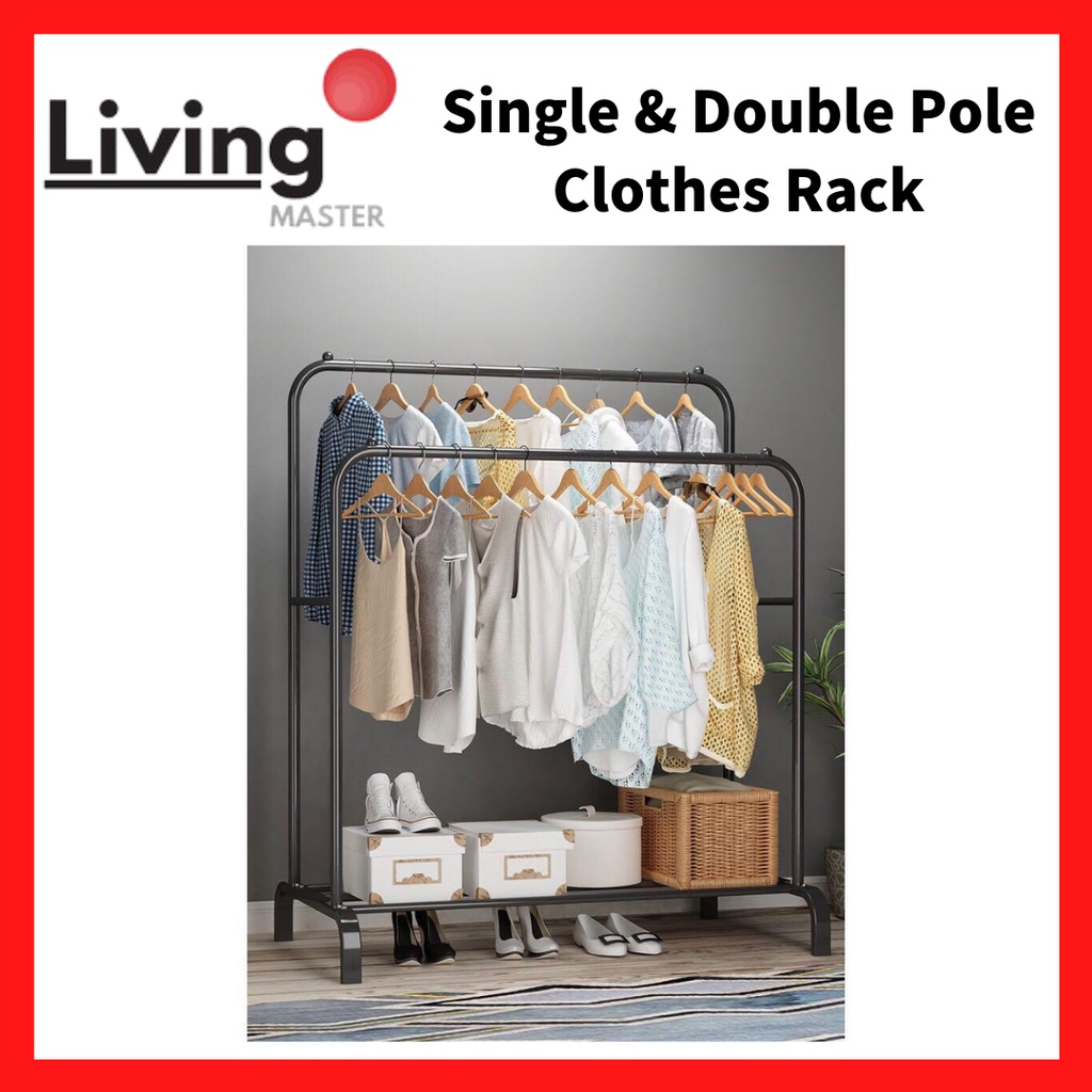 Ready Stock Single & Double Pole Clothes Rack, Strong, Powder Coated ...