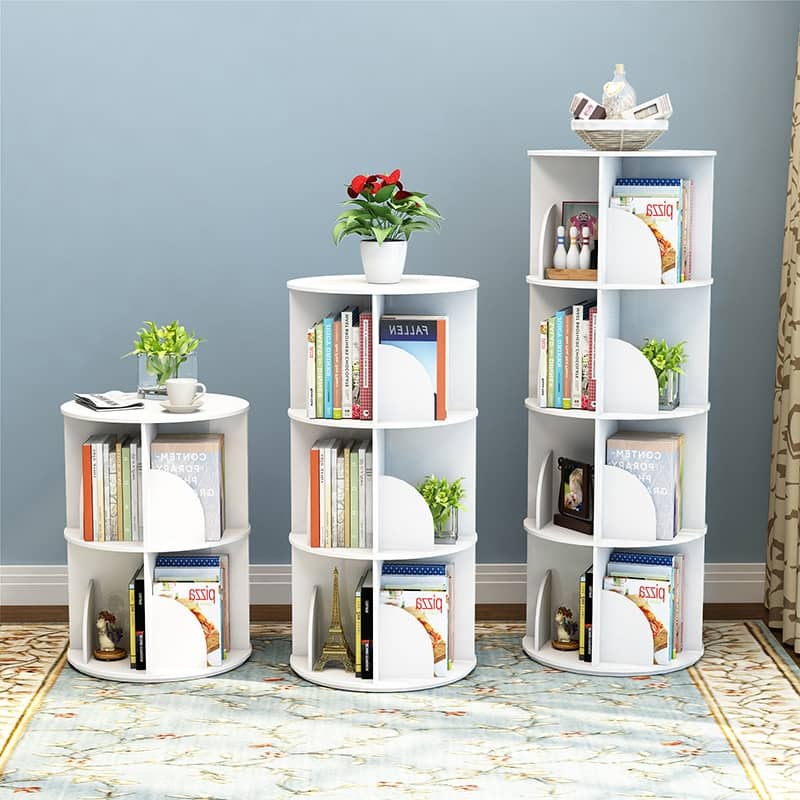 360 Rotating turning bookshelf book rack space saver rack rak buku ...