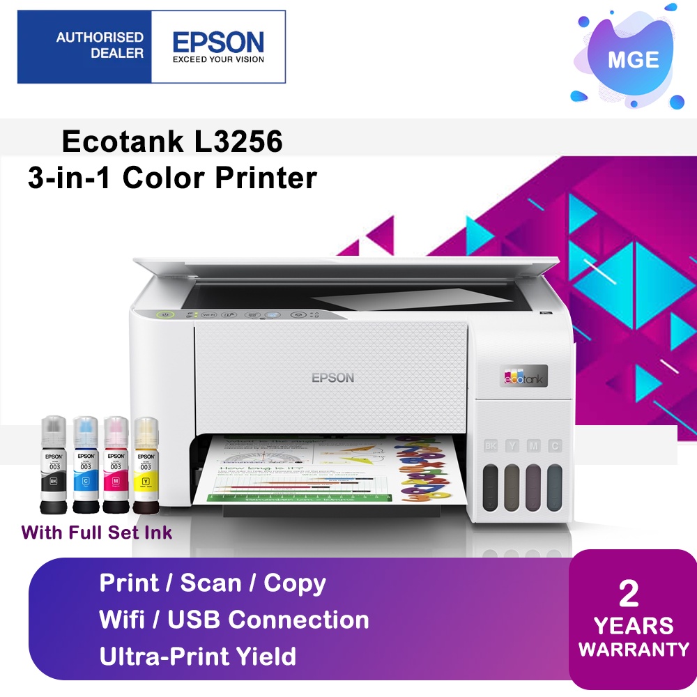 Epson L3256 Eco Tank All In One Wifi Color Printer With Print Copy Scan Ink Tank 2837