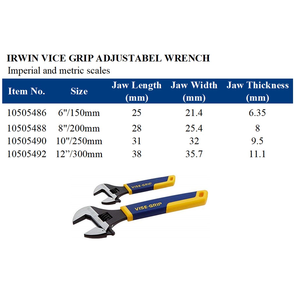 Irwin Visegrip 10505488 Adjustable Wrench 