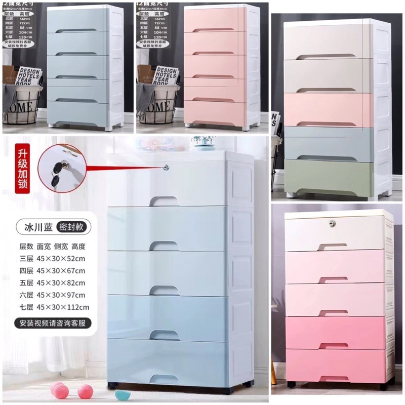 Plastic Cabinet 5 Decker Drawers Pastel Gradient Macaron Colours Storage Locker Shelf Shopee Malaysia