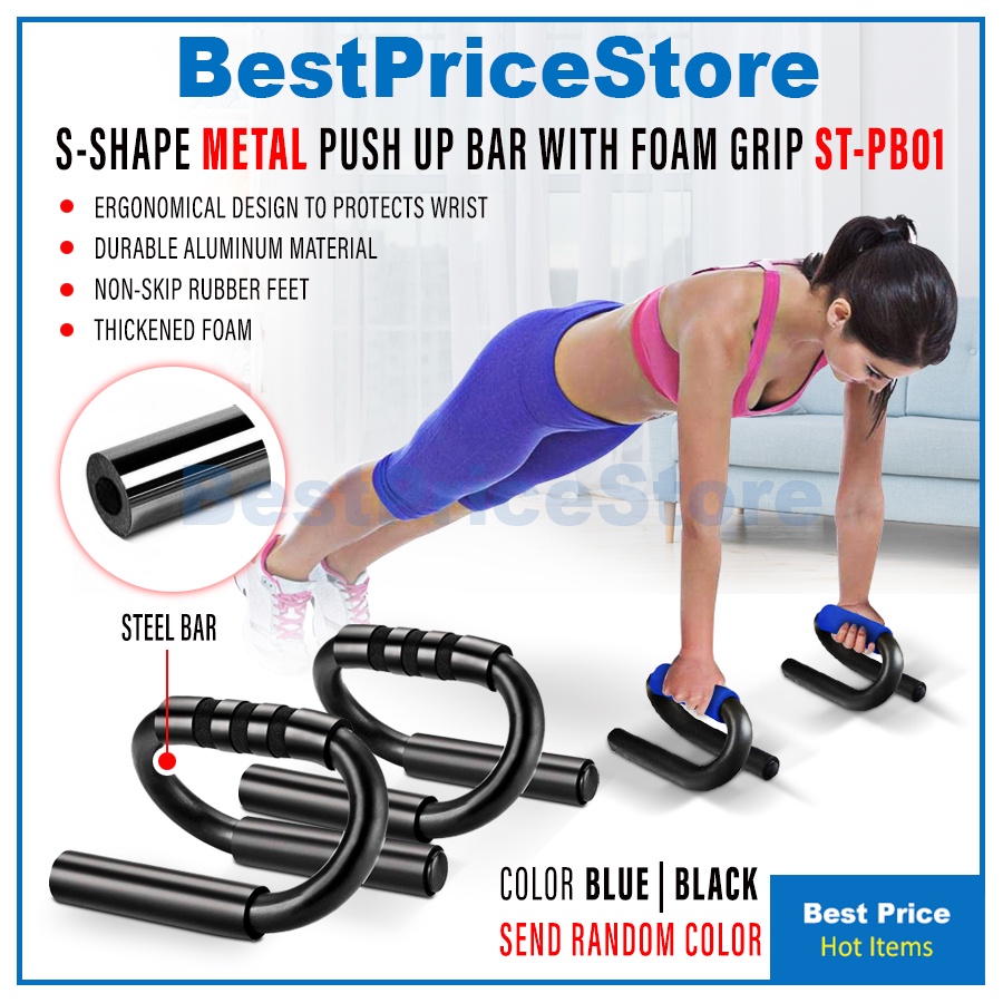 Push Up Bars Gym Exercise Equipment Fitness 1 Pair Pushup Handles with Blue