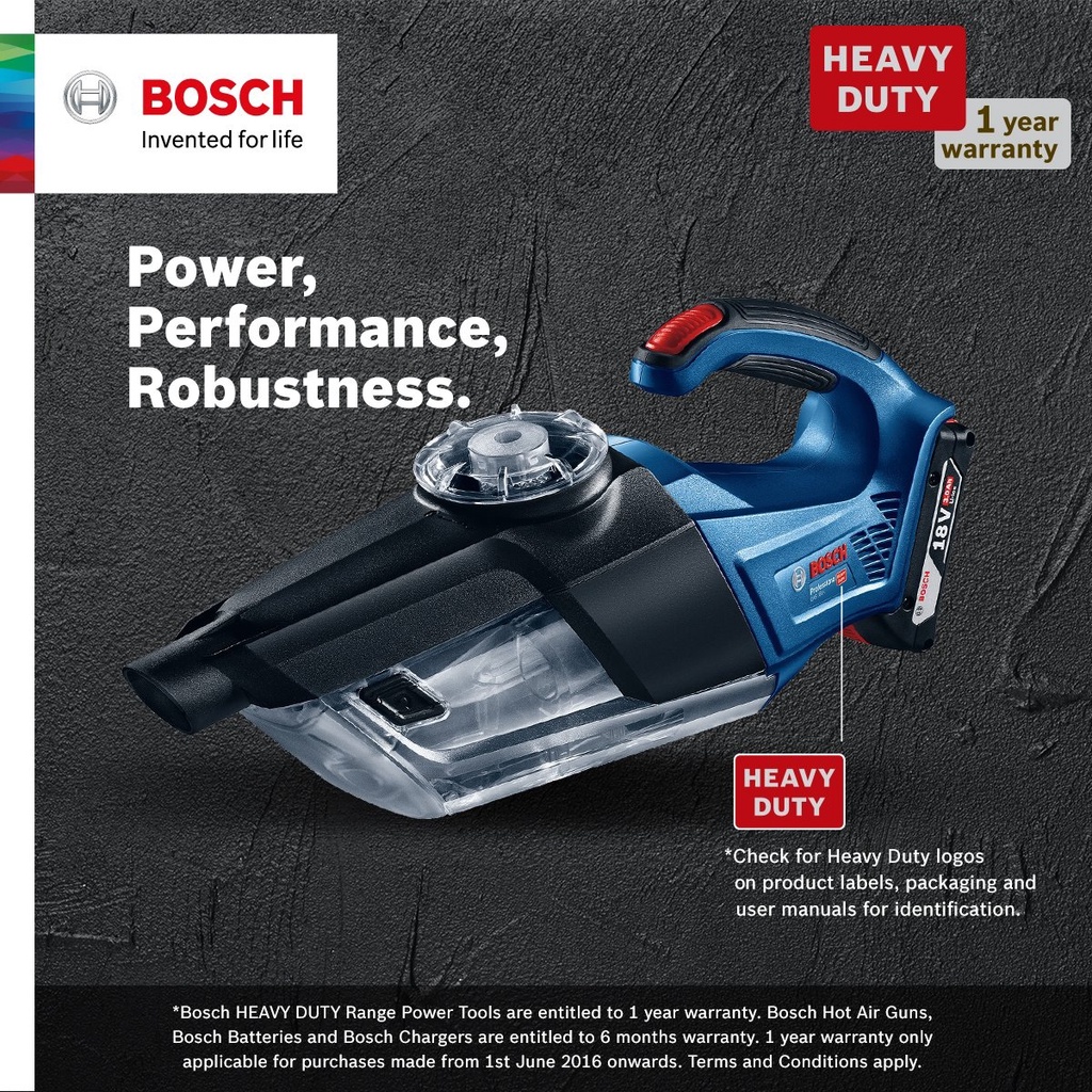 Bosch GAS 18V1 2.0Ah LiIon Compact Cordless Vacuum Cleaner Shopee