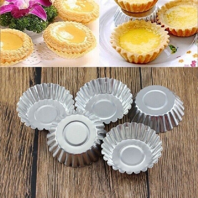 50pc Disposable Tart Egg Mold Aluminum Cupcake Cake Cookie Mould Tin Baking Tool 