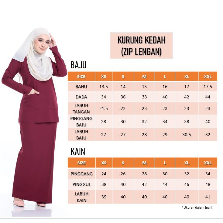 Baju Kurung Kedah Berpoket Zip Di Lengan Kurung Mini Modern Shopee Malaysia