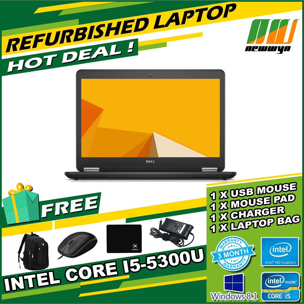 Refurbished Dell Latitude E7450 Core I5 5300u 2 40ghz 4gb Ram 128gb Ssd Shopee Malaysia