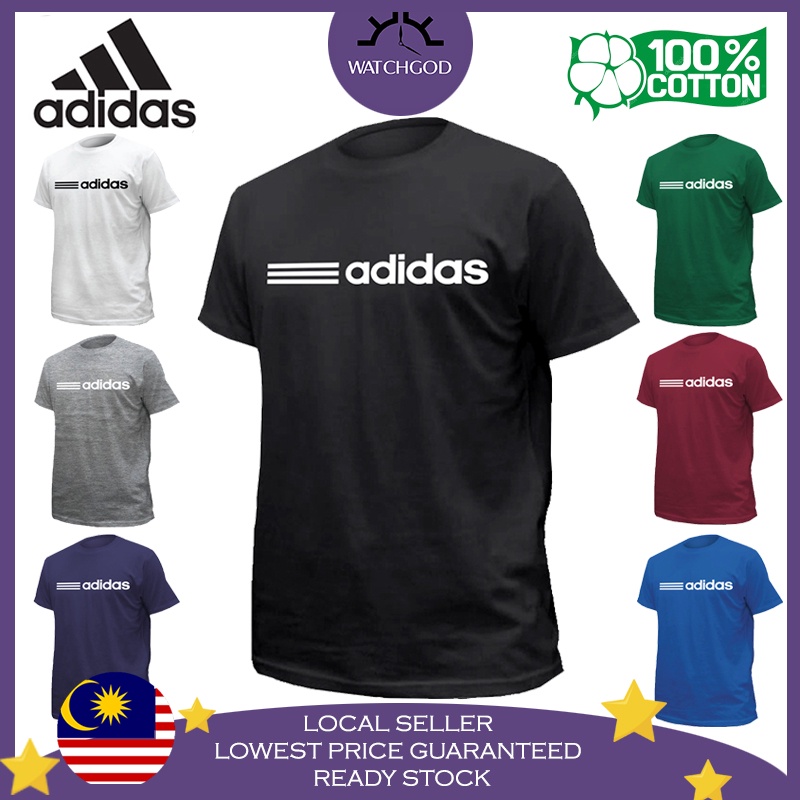 ?90% MEGA SALES? ADIDAS 100% Cotton Tshirt T Shirt Streetwear Round Neck Men Women Unisex Baju Lelaki Wanita Perempuan