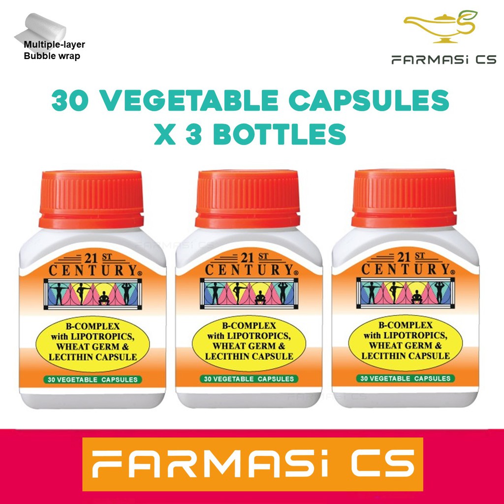 21st Century with Lipotropics , Wheat Germ & Lecithin 30 vegetable capsules x 3