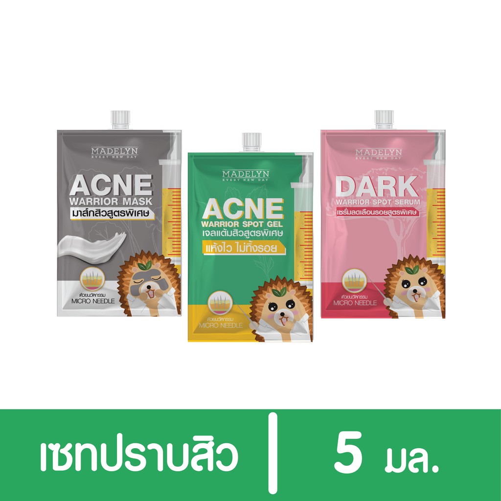 Madelyn acne warrior Innovative Scar Removal Set (acne Gel/Mud Mask/Anti-Scratch Serum)