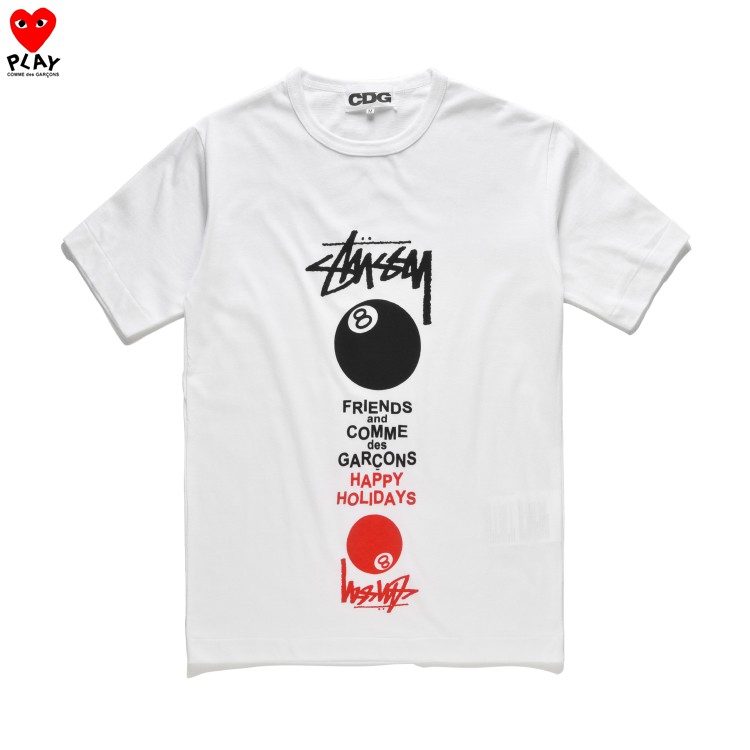 Cdg Play And Stussy Short Sleeved T Shirt Cooperative Style Casual