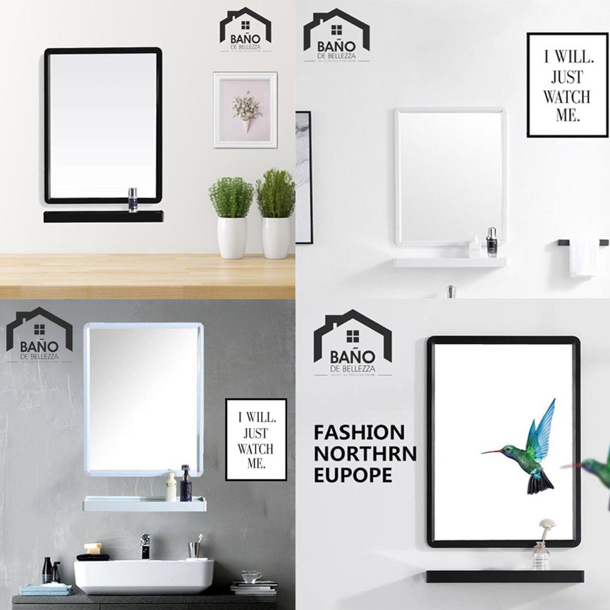 Bathroom Mirror Aluminium With, Bathroom Mirror And Shelf Set